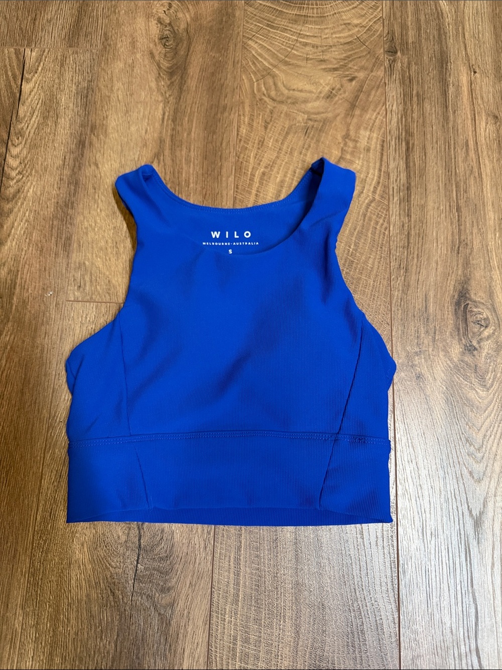 LIKE NEW WILO Royal Blue Ribbed Crop Tank Top SZ S